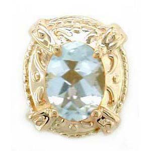 Y1140 14K ROUND AQUAMARINE SLIDE 